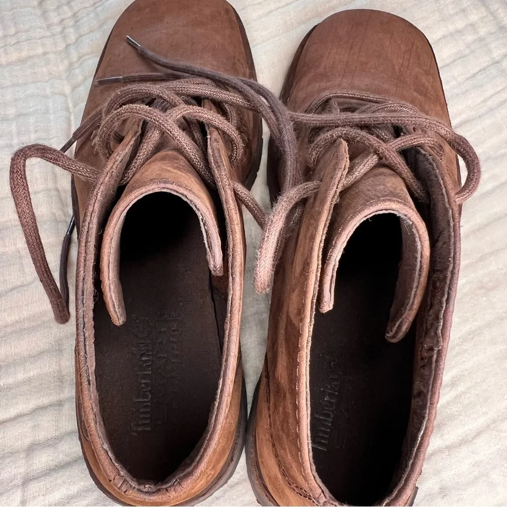 Timberland Chukka Everyday Wear Genuine Leather Laceup Brown Boots Men 8.5